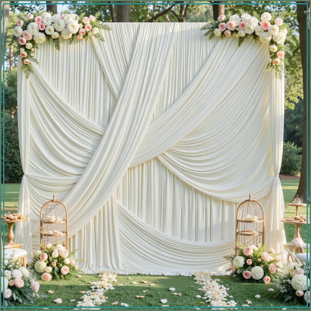 Photography Lighting Reference - Ivory Backdrop Curtain 20ft x 12ft,