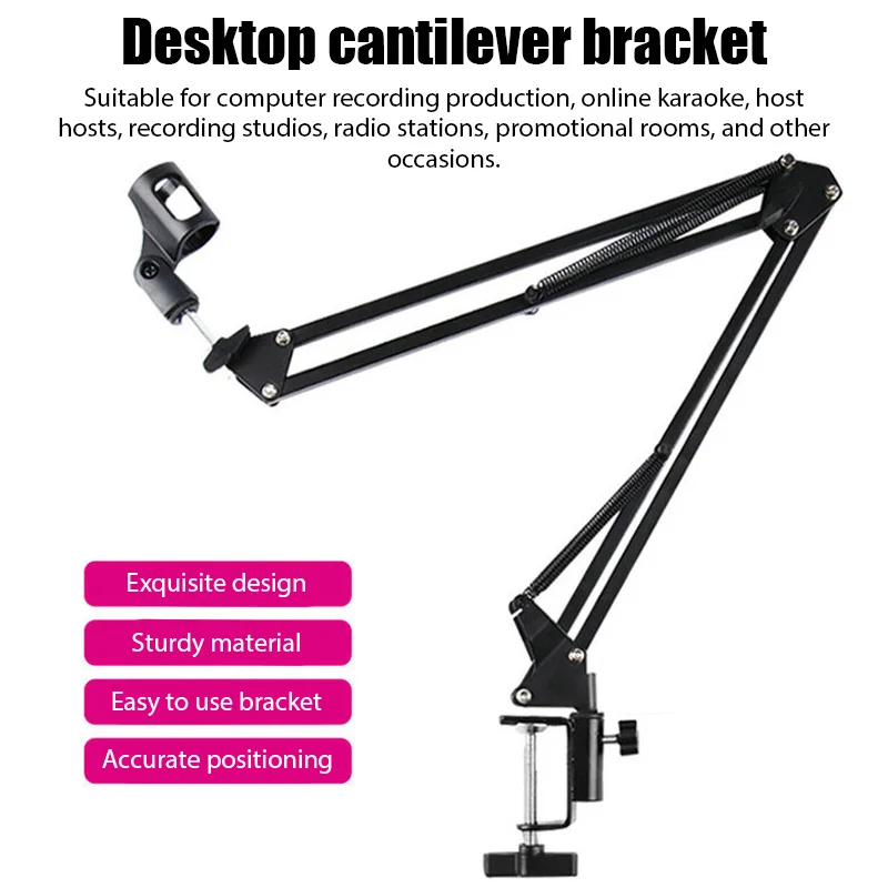 Boom Arm Stand - Desktop Adjustable Microphone Stand Boom Holder