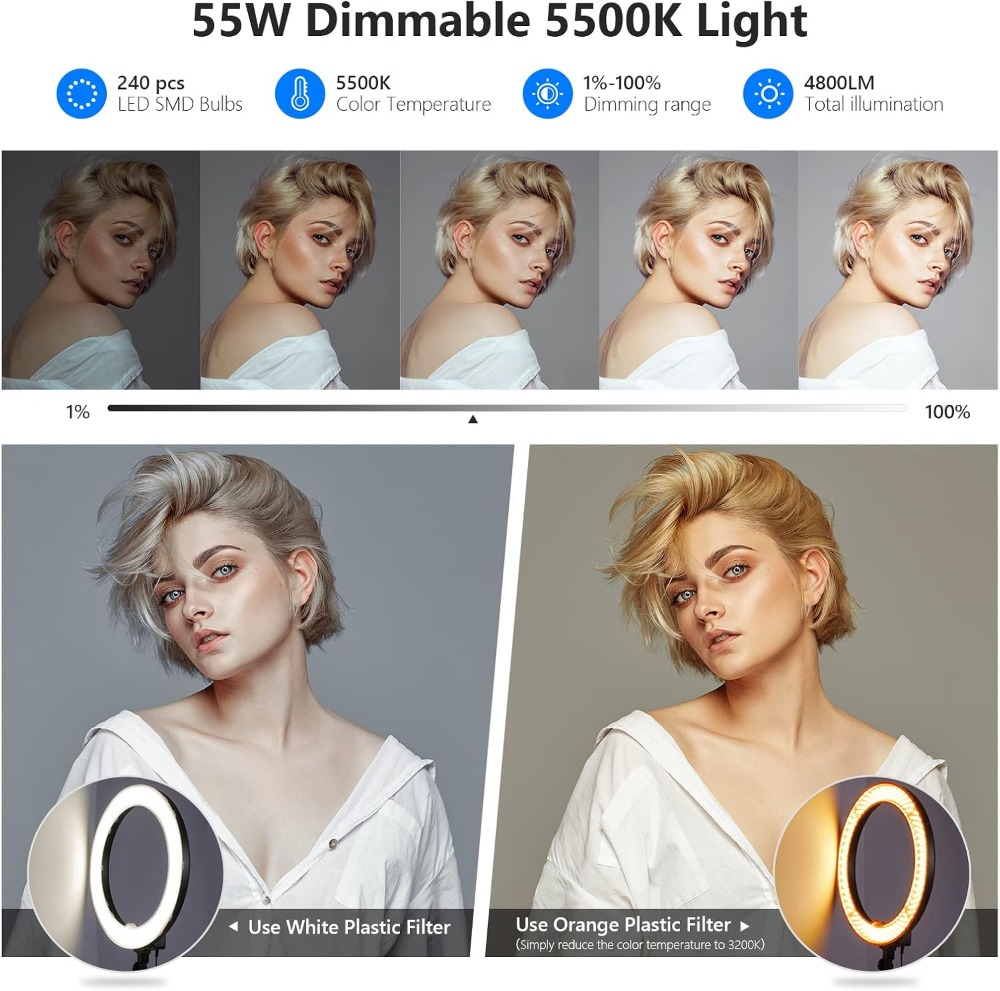 18-Inch 55W Dimmable Ring Ligh - Photography Lighting Reference 评论和价格