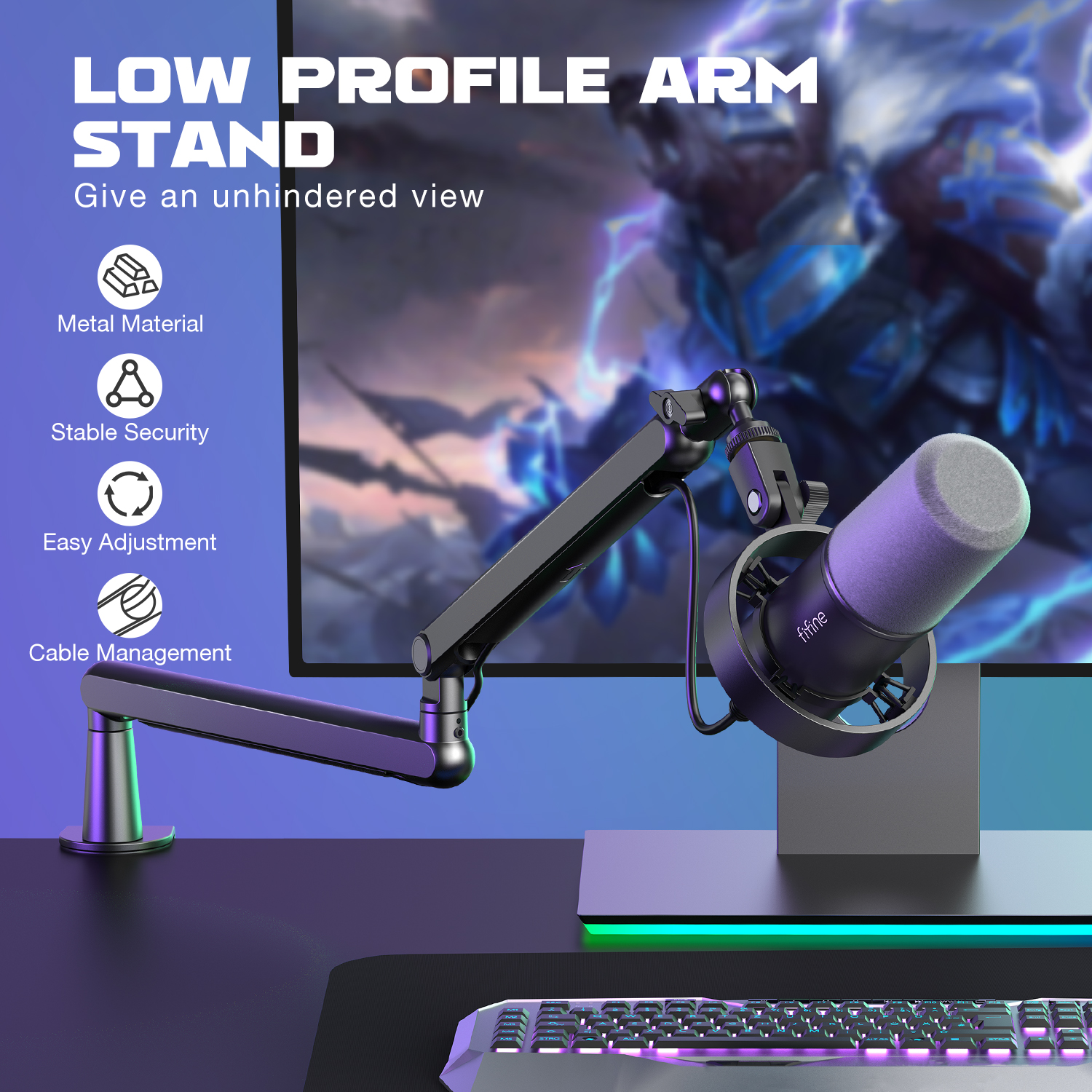 FIFINE Ampligame Microphone Bo - Boom Arm Stand 评论和价格