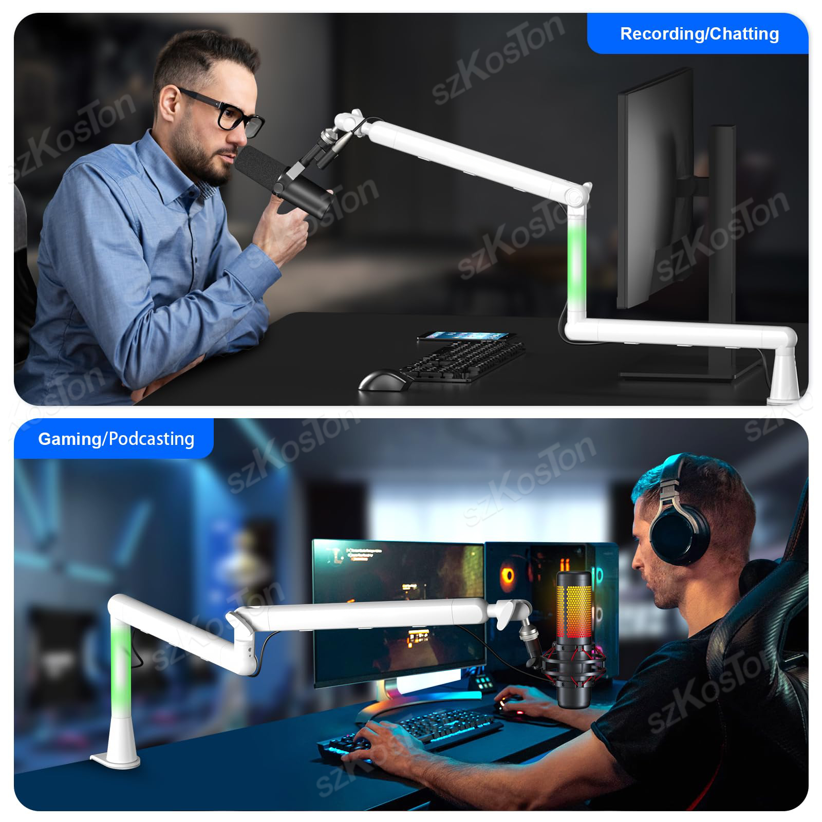 White Microphone Boom Arm Adju - Boom Arm Stand 评论和价格