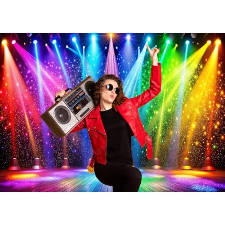 7x5ft Fabric Disco Rainbow Sta - Vintage Photography Lighting 评论和价格