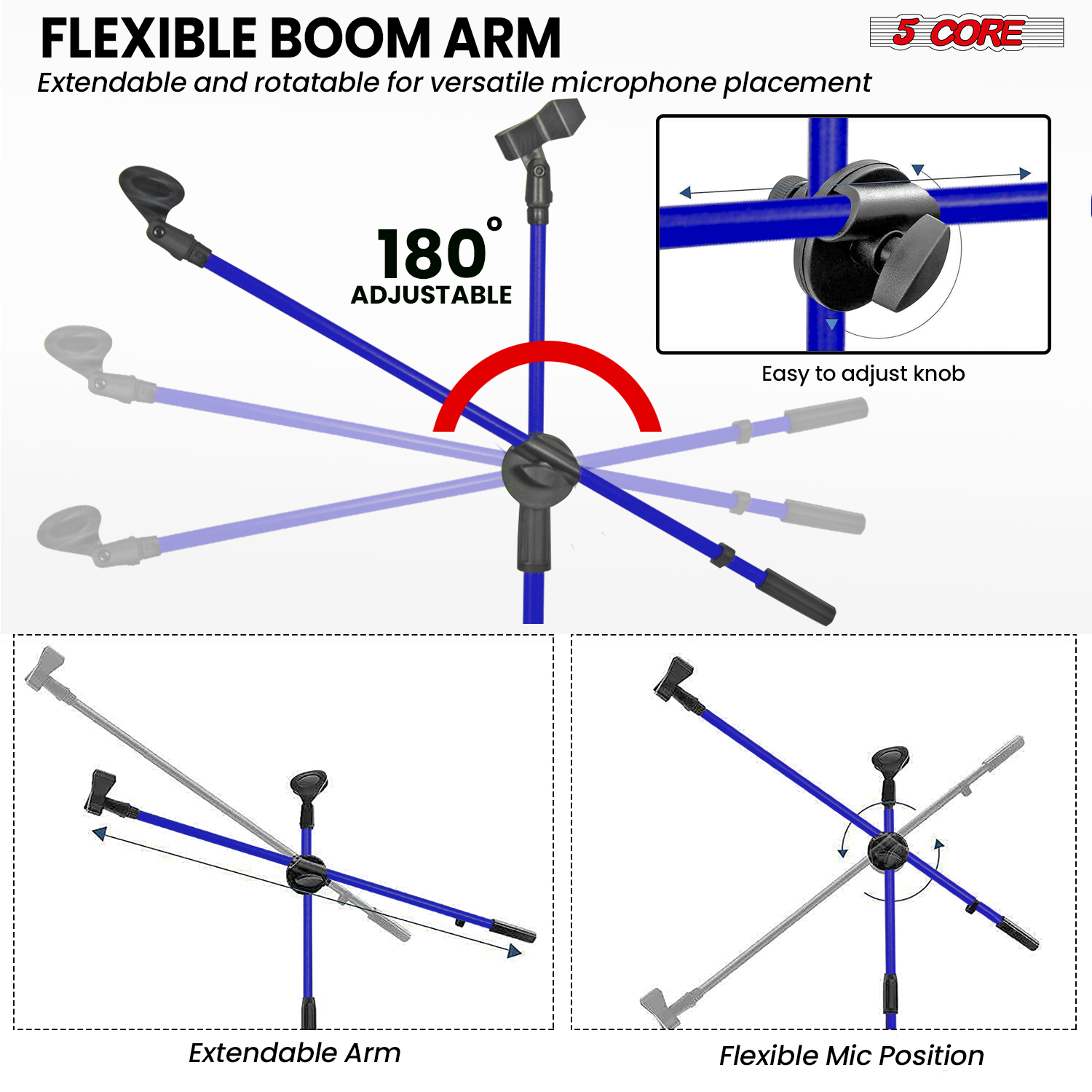 5 Core Mic Stand Floor Height  - Boom Arm Stand 评论和价格