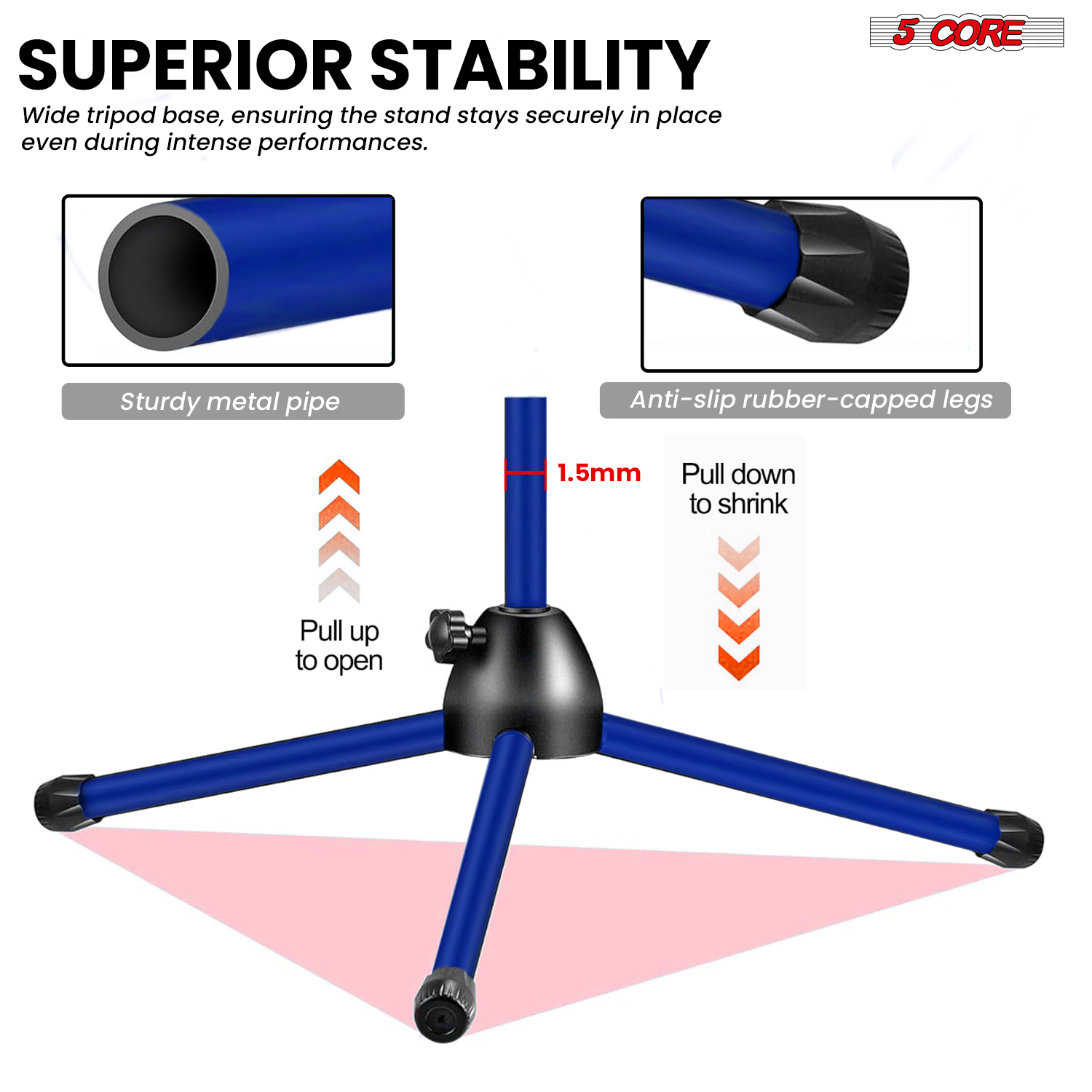 5 Core Mic Stand Floor Height  - Boom Arm Stand 评论和价格